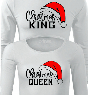 Vianočné tričká pre páry King a Queen
