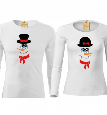 Vianočné tričká pre páry Snehuliaci 1